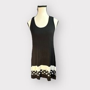 Women’s Celeste XL Black and White Colorblock Polka Dot Tunic Top / Mini Dress